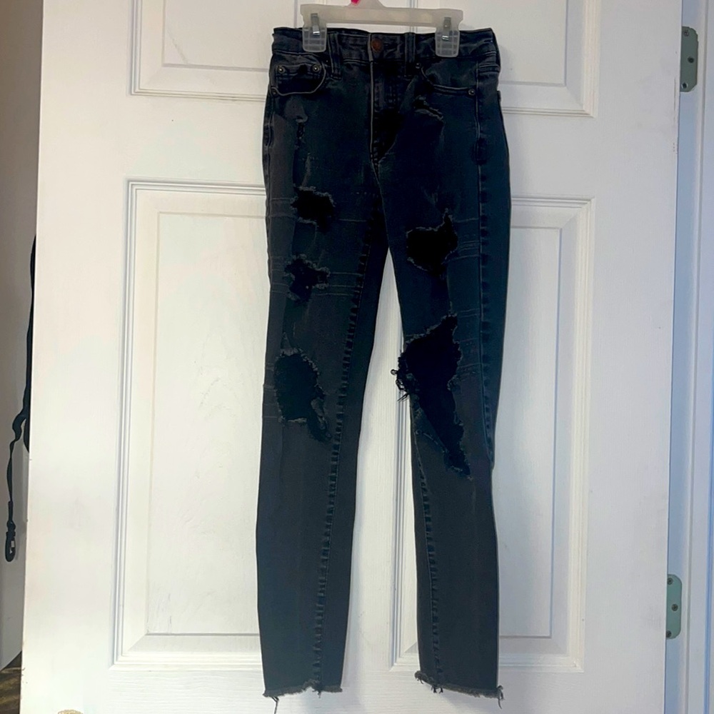 Aero Distressed black skinny jeans